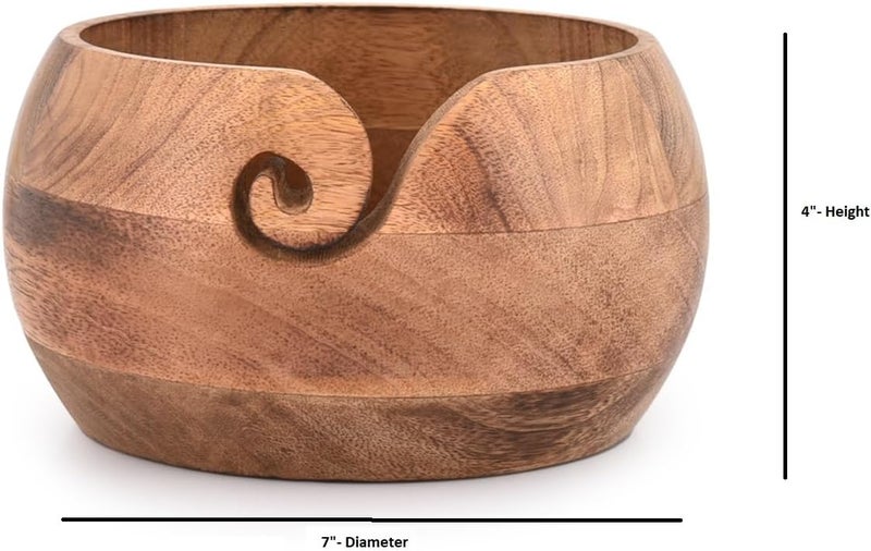 NIRMAN Wooden Yarn Bowl Portable Knitting Yarn Bowl Christmas Gifts for Women Knitting Crochet Knit Picker Yarn Bowl (7" x 7" x 4'') - Image 5